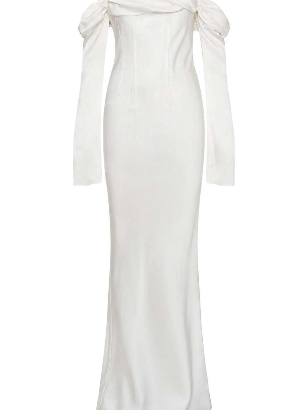 MESHKI Giselle White Off Shoulder Cowl Neck Midi Dress Size M